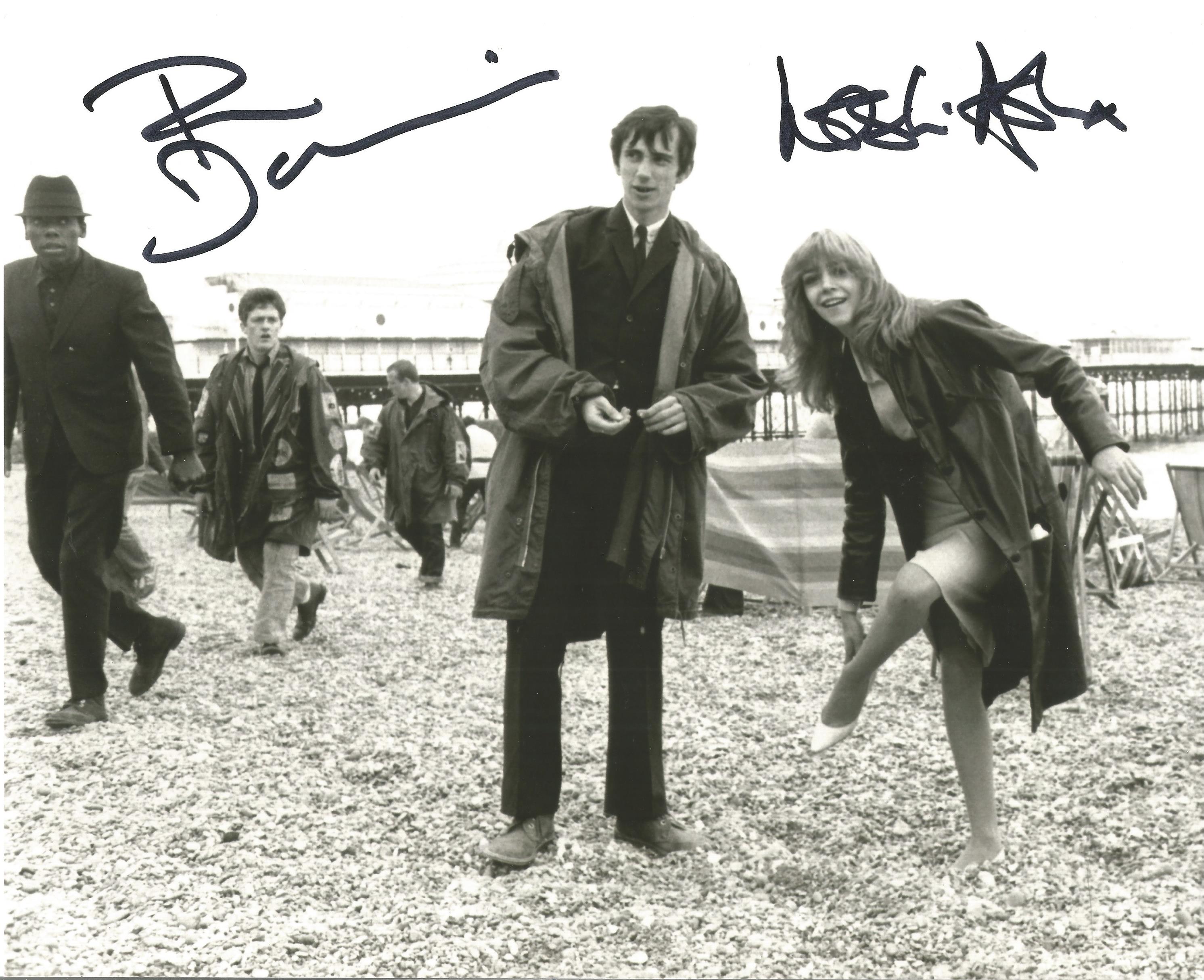 Quadrophenia Phil Daniels and Lesley Ash signed 10 x 8 inch b w photo, on the Beach. Good