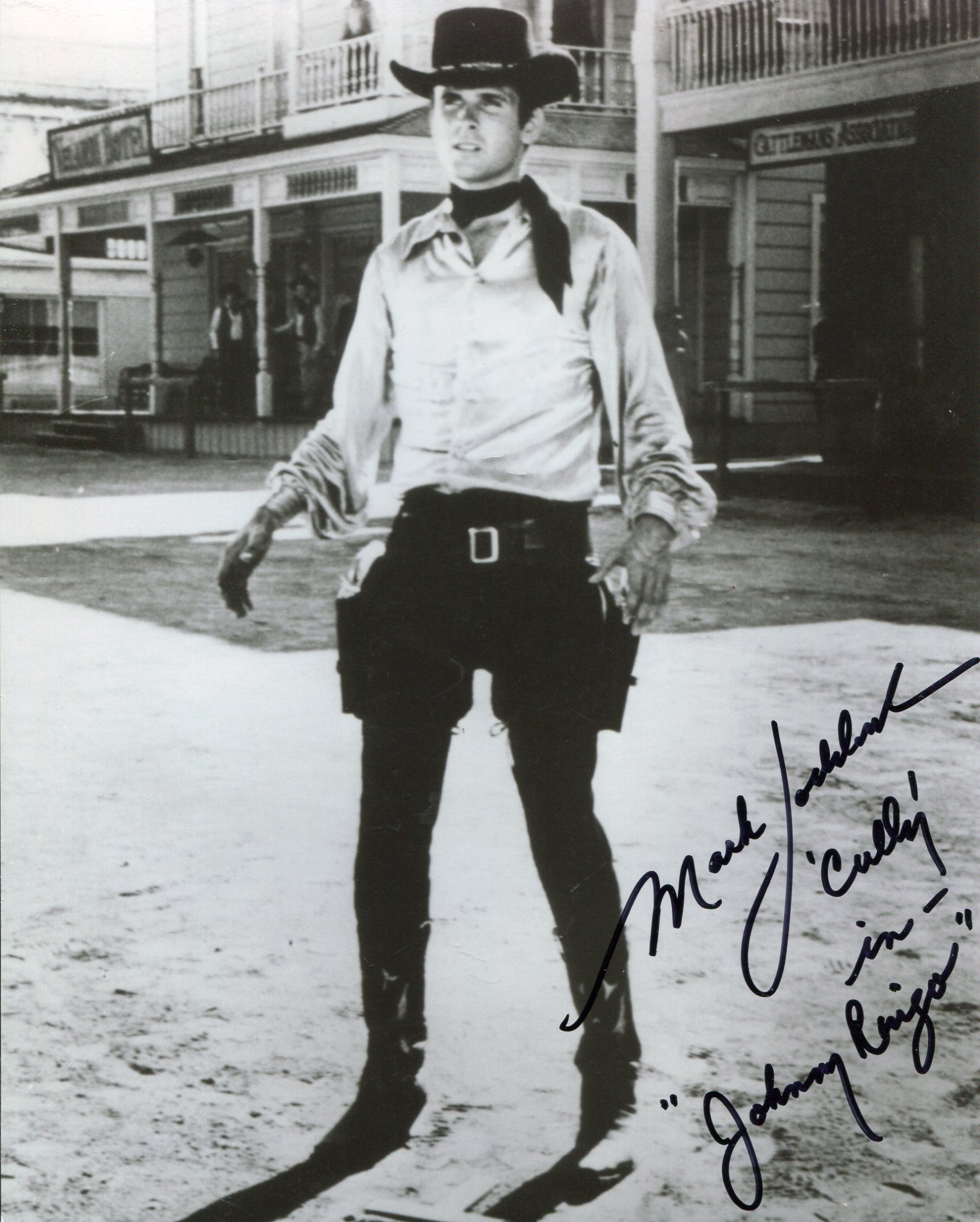 Actor Mark Goddard signed Johnny Ringo 8x10 photo. Good condition Est.