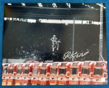 Evel Knievel 20x16 signed colour photo fantastic image of the legendary stuntman in mid-air during