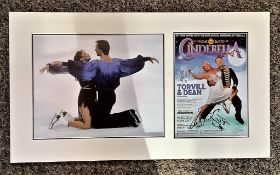 Torvill and Dean 20x11 approx mounted signature piece includes signed Cinderella promo flyer and a