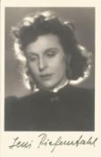 Leni Riefenstahl actress signed 6 x 4 inch vintage black and white photo. Good condition Est.