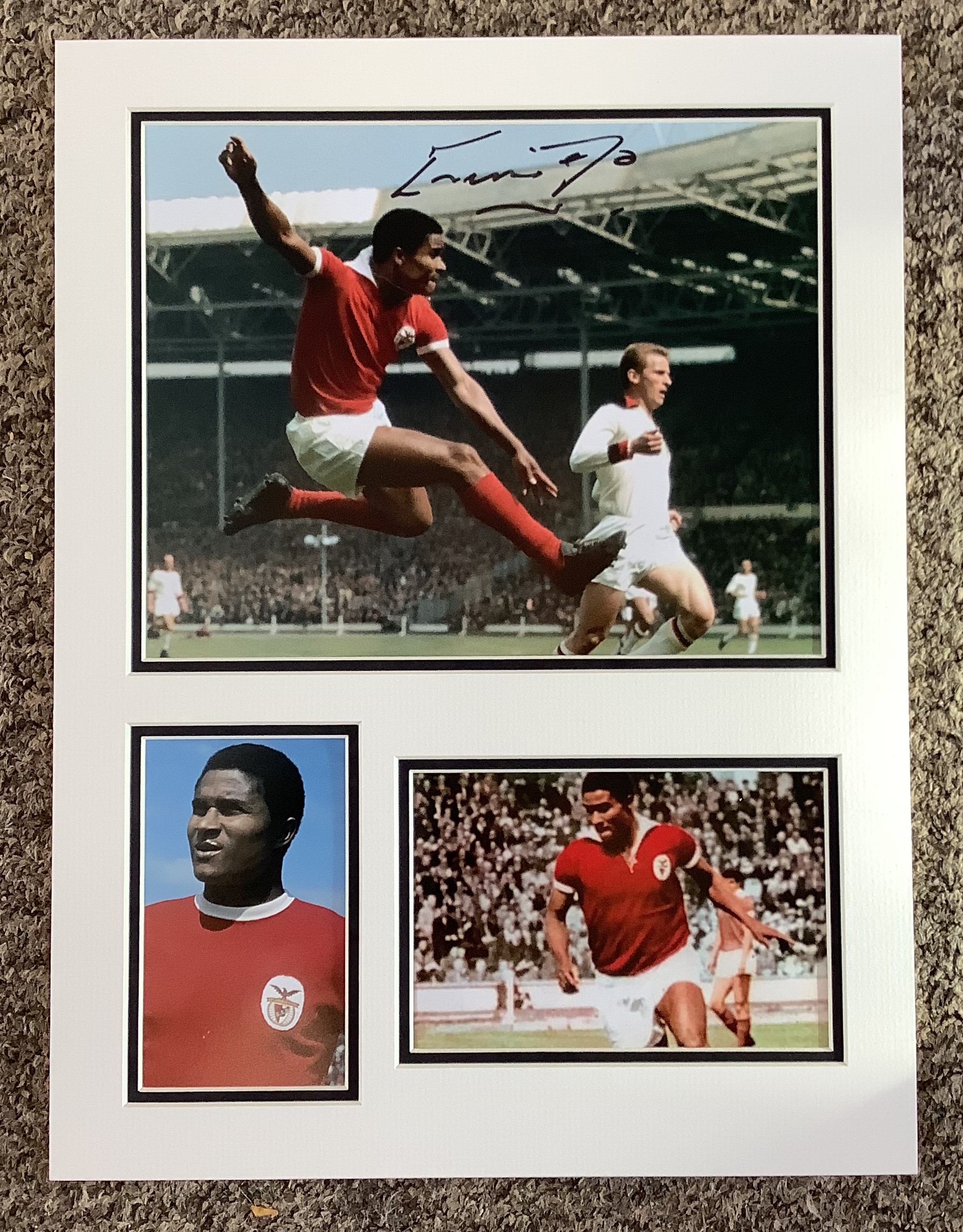 Eusebio 16x12 approx mounted signature piece includes fantastic, signed colour photo and another two