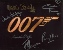 007 James Bond photo signed by SEVEN stars who appeared in a Bond movie, these are Joanna Lumley,