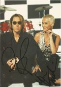 Roxette singers Marie Fredriksson and Per Gessle signed 7 x 5 inch colour band promo card. Good