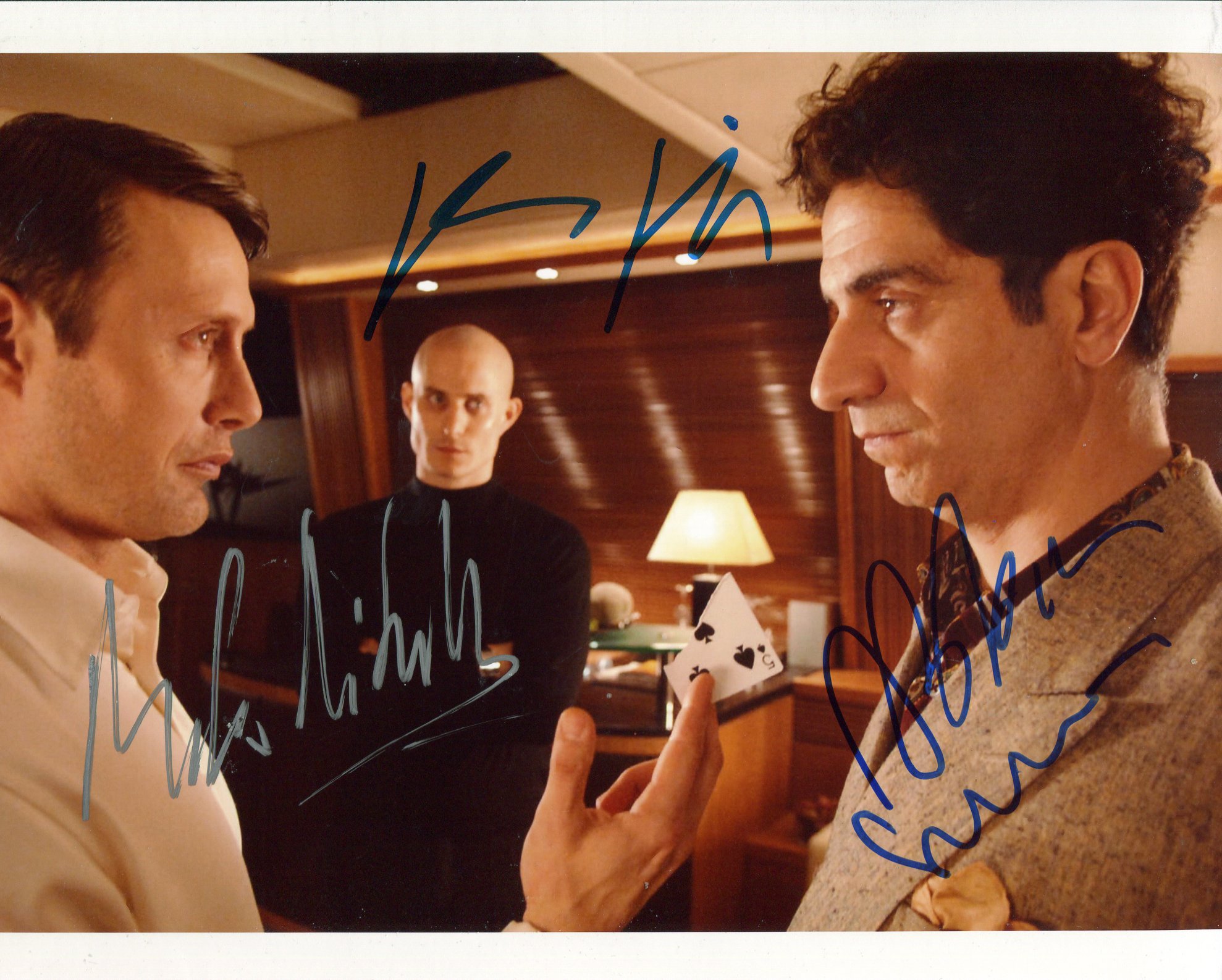 007 James Bond Casino Royale 8x10 inch photo signed by Mads Mikkelsen, Simon Abkarian and Clemens