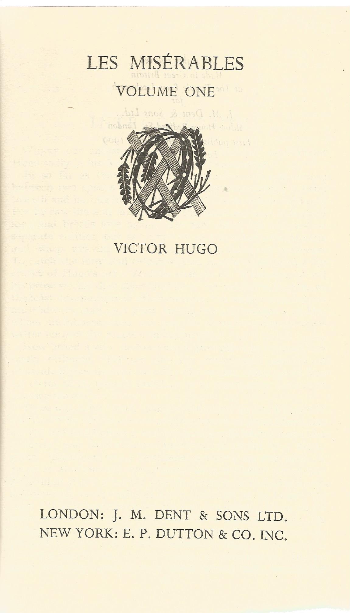 Les Miserables Volume one by Victor Hugo Hardback Book translated in 2 Vol's 1947 published by J M - Image 2 of 3