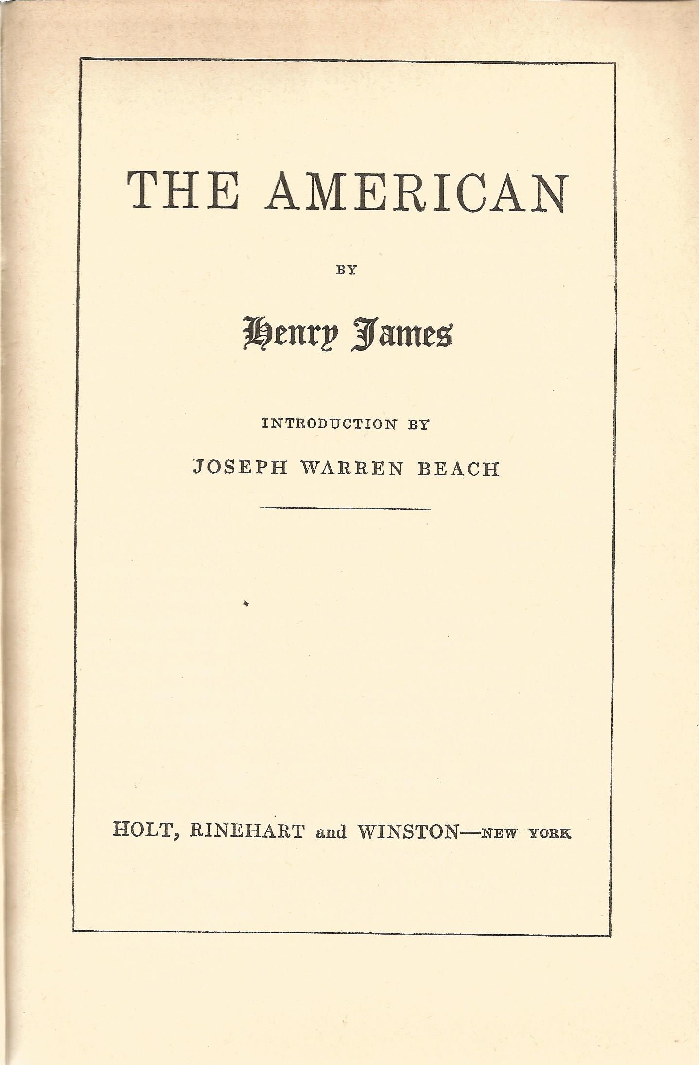 The American by Henry James Softback Book 1963 published by Holt, Rinehart and Winston some ageing - Image 2 of 3