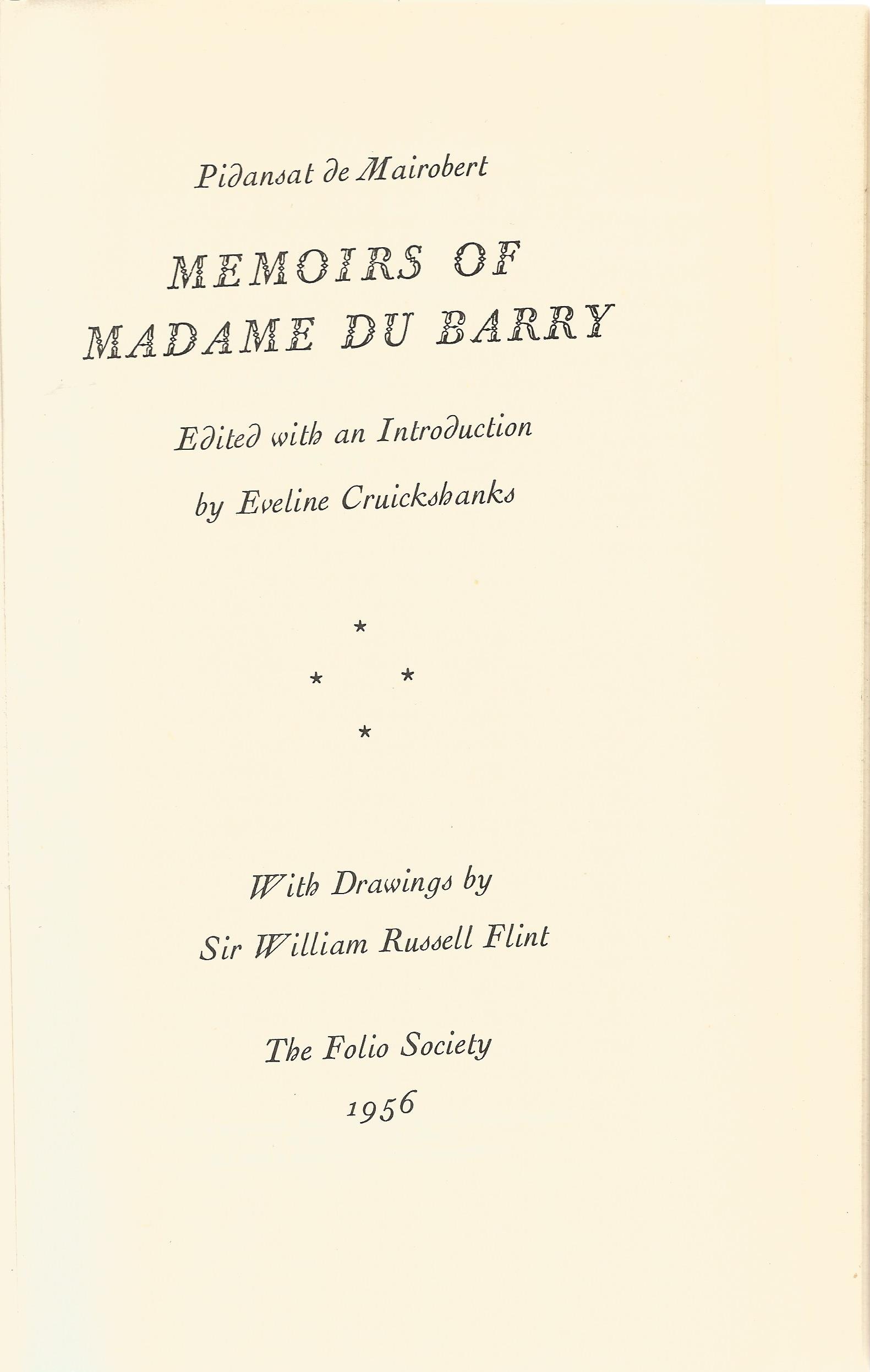 Memoirs of Madame Du Barry edited by Eveline Cruickshanks Hardback Book 1956 published by The - Image 2 of 2