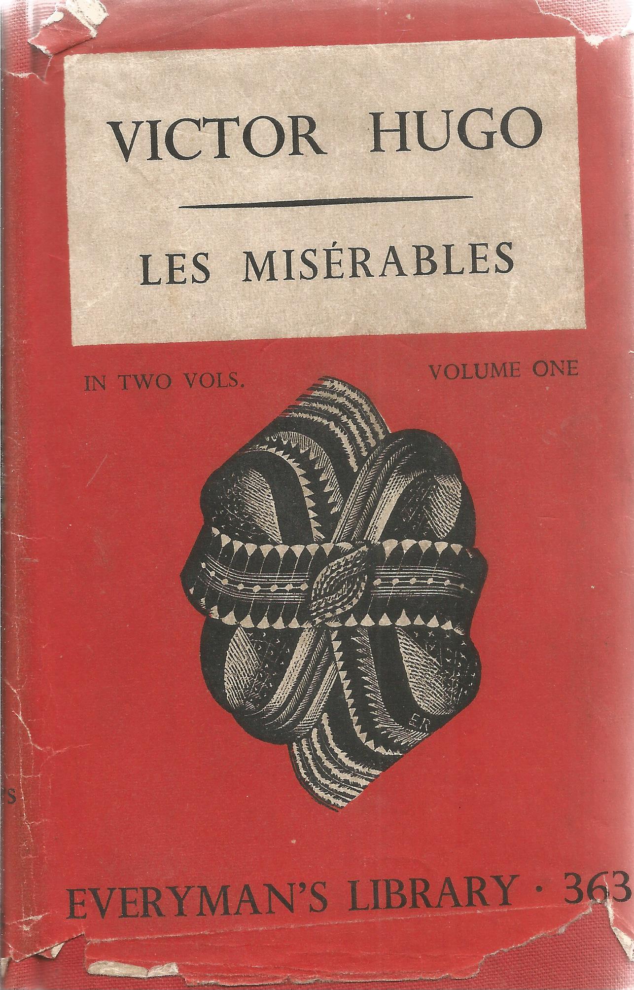 Les Miserables Volume one by Victor Hugo Hardback Book translated in 2 Vol's 1947 published by J M