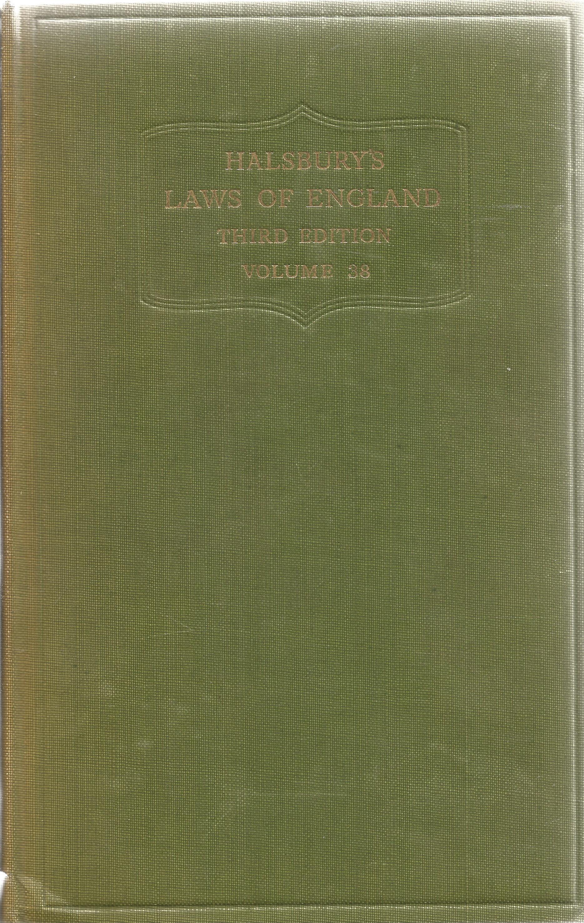 The Laws of England volume 38 by Earl of Halsbury Hardback Book 1962 Third Edition published by