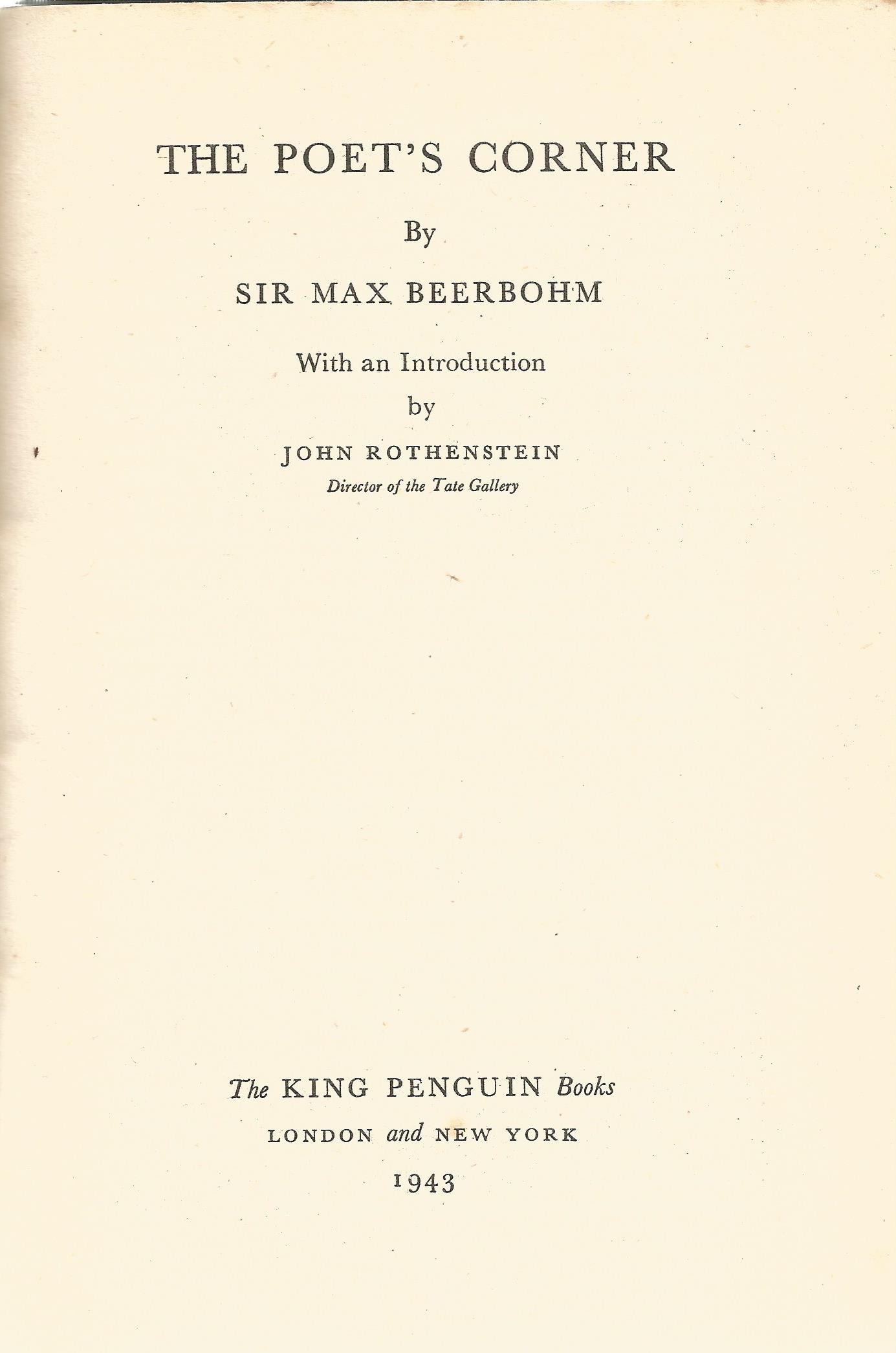 The Poet's Corner by Sir Max Beerbohm Hardback Book 1943 published by The King Penguin Books some - Image 2 of 3