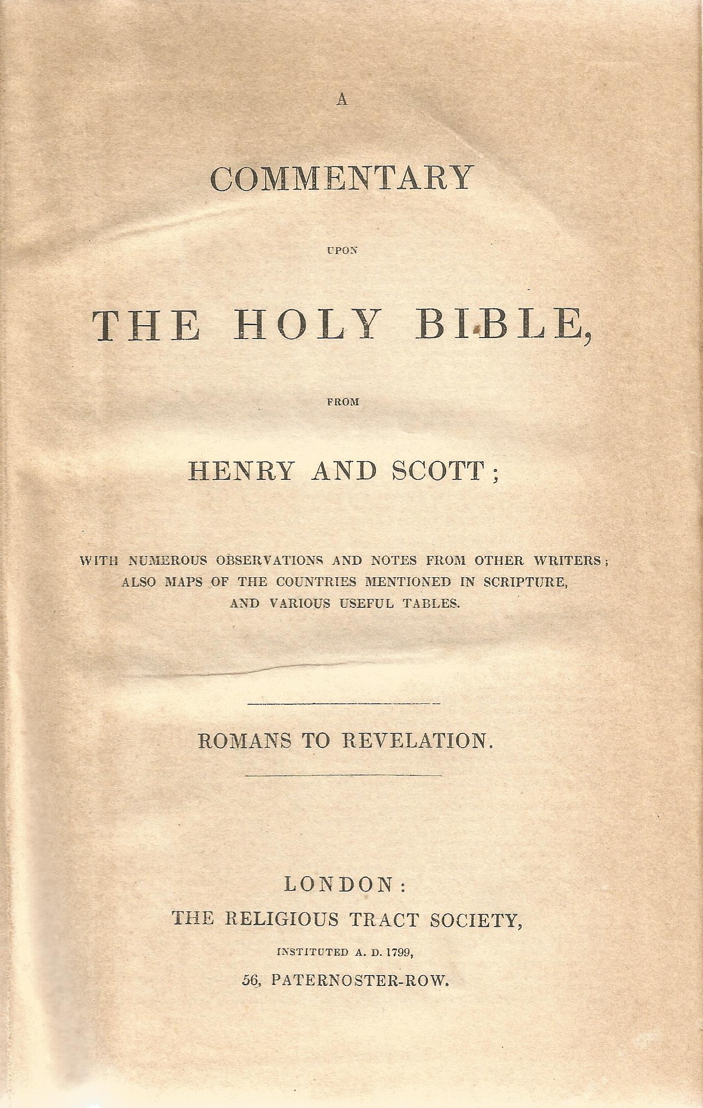 A Commentary from The Holy Bible Romans to Revelation from Henry and Scott 1842 published by The - Image 2 of 2