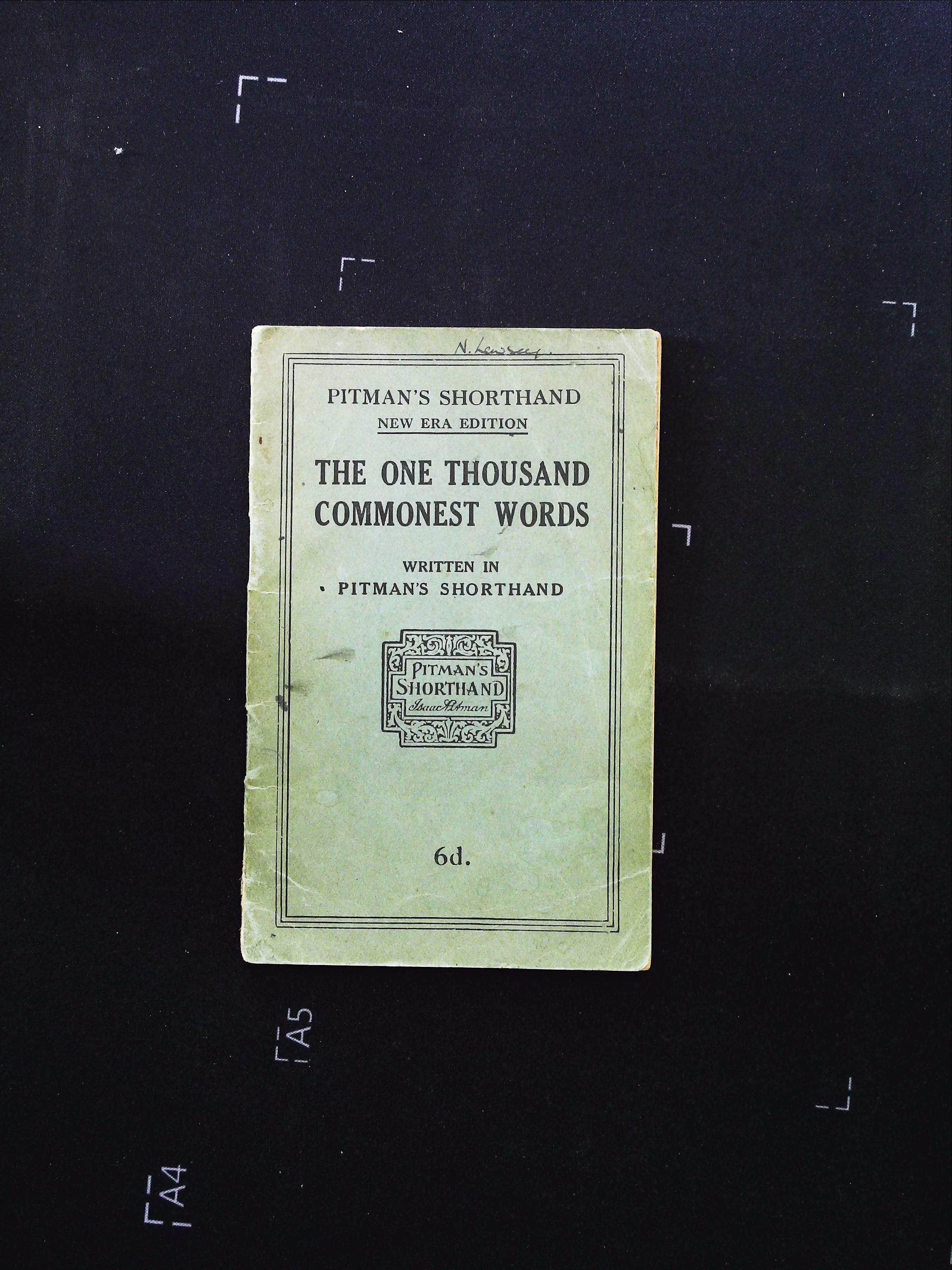 Pitman's Shorthand New Era Edition The One Thousand Commonest Words Written In Pitman Shorthand