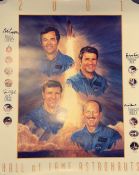 NASA hall of fame 2001 22x27 inch multi signed poster signature included are Robert Crippen, Joe