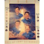 NASA hall of fame 2001 22x27 inch multi signed poster signature included are Robert Crippen, Joe