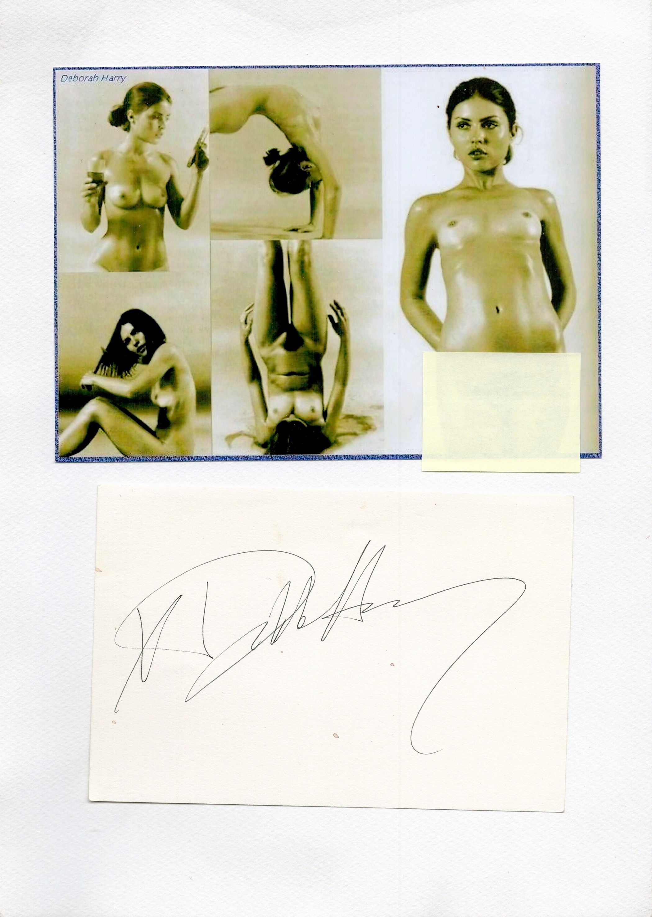 Debbie Harry 12x8 signature piece includes signed album page and a sepia montage glamour photo.