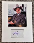 Larry Hagman 16x12 approx mounted signature piece includes signed album page and a colour photo