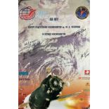 Soviet Mir Space station 35x23 multi signed Cosmonaut poster includes 5 fantastic signature some