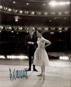 Rudolf Nureyev and Margot Fonteyn signed 10x8 inch black and white photo pictured rehearsing on