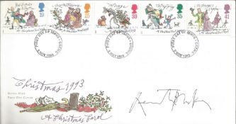 Quentin Blake signed Christmas 1993 Royal Mall FDC Triple PM Crewe 9 Nov 1993. Good condition. All