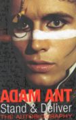 Adam Ant signed hardback book titled Stand and Deliver The Autobiography signature on the inside