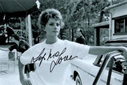 Sophia Loren signed 12x8 black and white photo. Sofia Costanza Brigida Villani Scicolone Dame