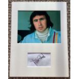 Jackie Stewart 15x11 approx mounted signature piece includes signed album page and a superb colour