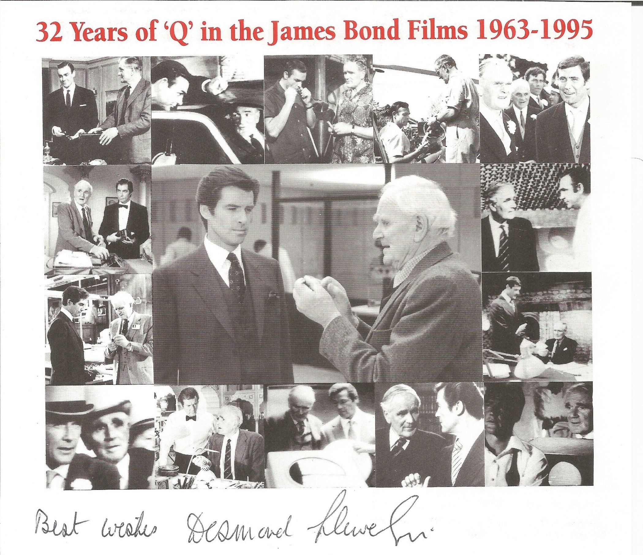 Desmond Llewelyn signed 7x6 James Bond black and white montage photo. Welsh actor, best known for