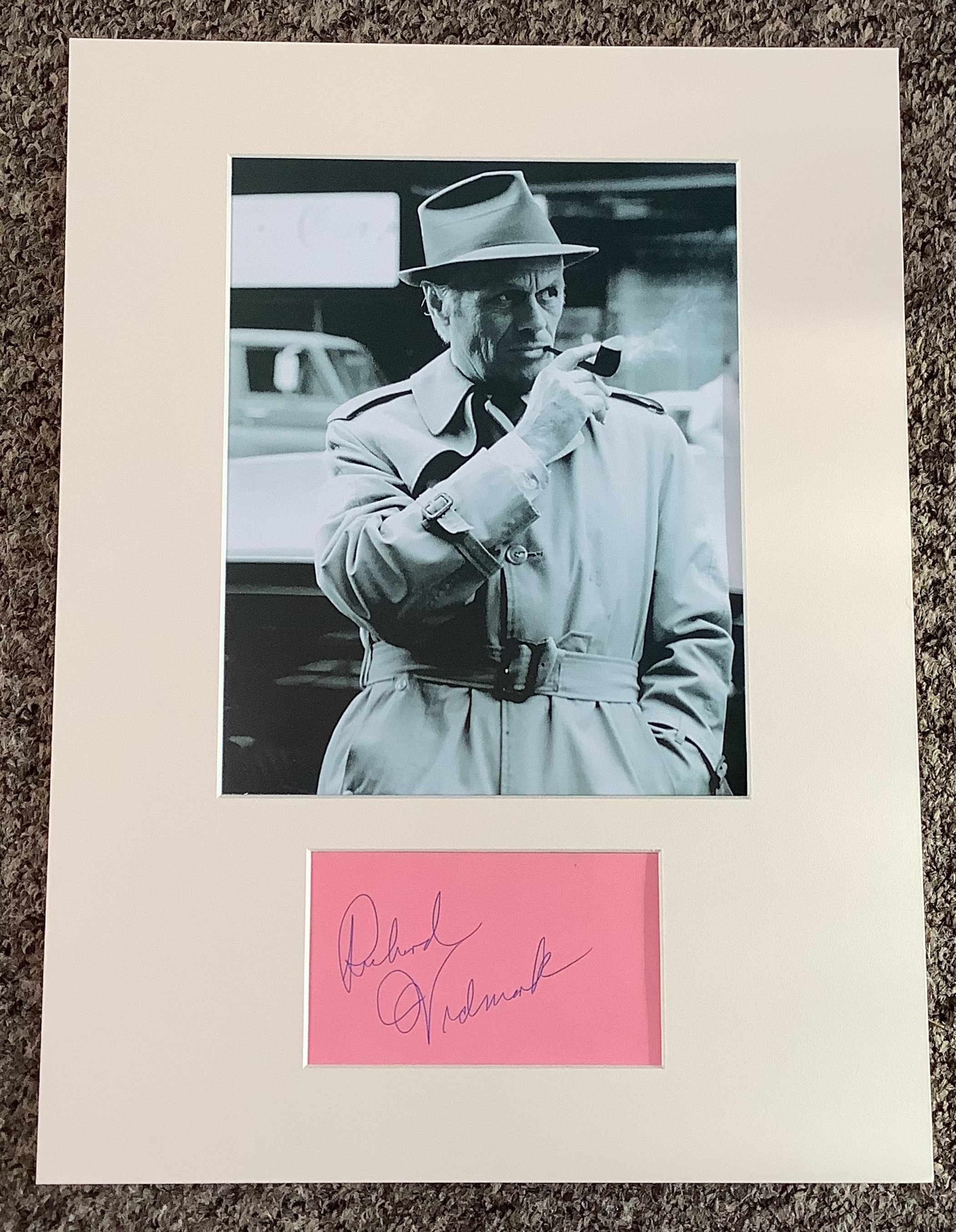 Richard Widmark 16x12 approx mounted signature piece includes signed album page and a fantastic