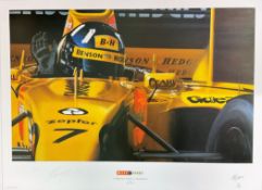 Motor Racing Damon Hill signed 30x25 print titled Farewell from a Champion limited in edition 316/