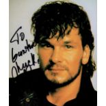 Patrick Swayze signed 7x5 colour photo dedicated. Good condition. All autographs come with a
