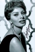 Sophia Loren signed 12x8 black and white photo. Sofia Costanza Brigida Villani Scicolone Dame