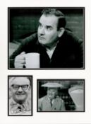 Ronnie Barker 16x12 approx mounted signature piece includes signed black and white photo and two