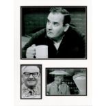 Ronnie Barker 16x12 approx mounted signature piece includes signed black and white photo and two