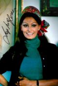 Sophia Loren signed 12x8 colour photo. Italian actress. She was named by the American Film Institute