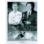 Sir Tom Finney signed two 16x12 superb black and white photos featuring the England and Preston