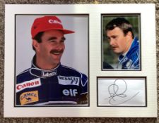 Nigel Mansell 15x11 approx Williams Formula One mounted signature piece includes signed album page