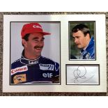 Nigel Mansell 15x11 approx Williams Formula One mounted signature piece includes signed album page