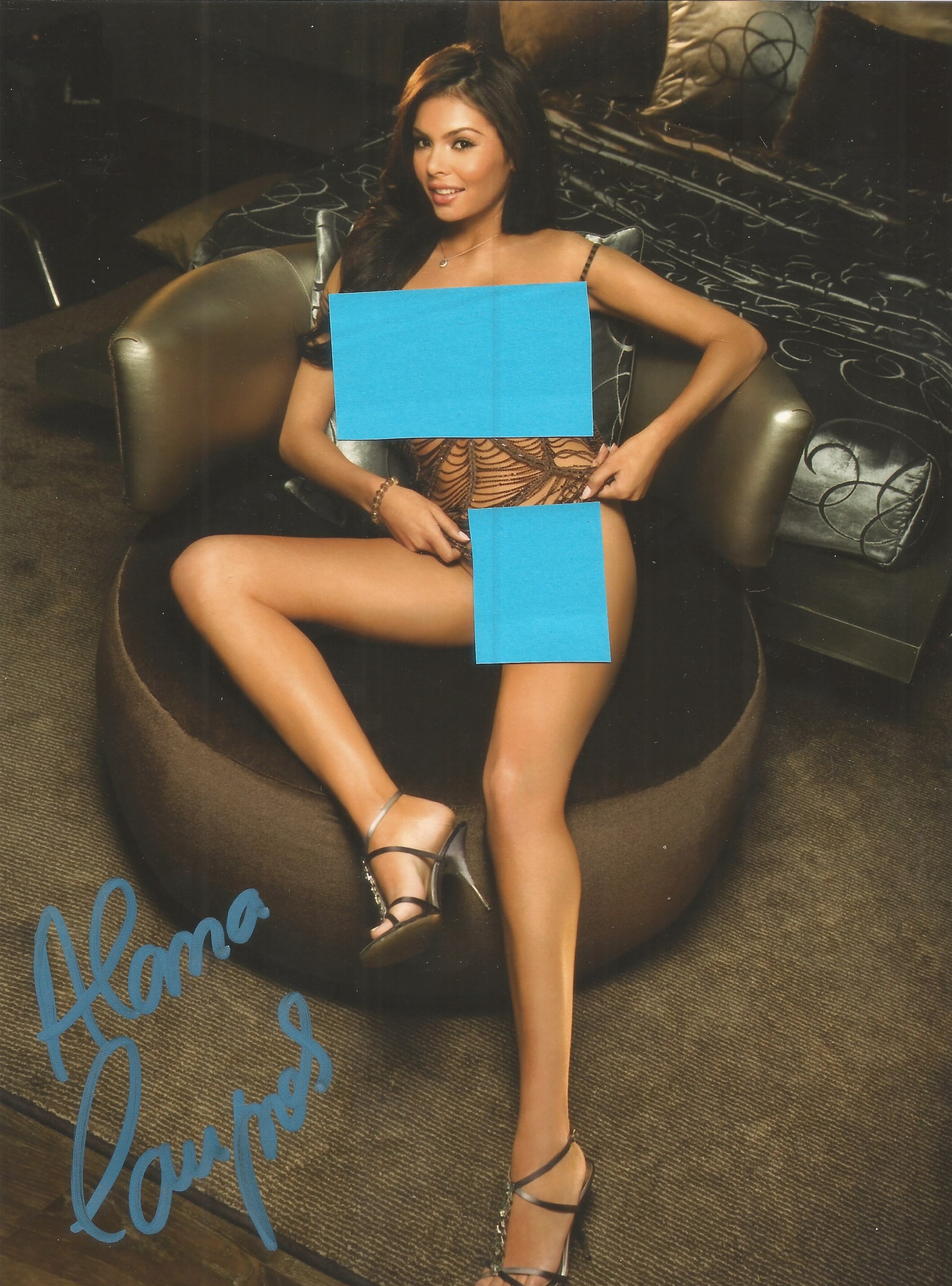 Alana Campos signed 10x8 Playboy shoot colour photo. Good condition. All autographs come with a