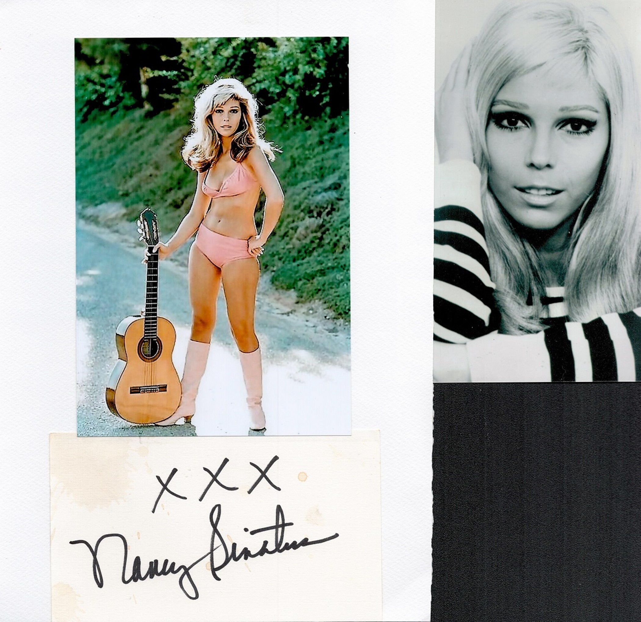 Nancy Sinatra signed 12x8 signature piece includes a signed album page and a colour photo both fixed