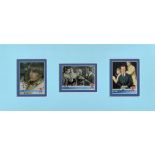 THE NEW AVENGERS 7x16 Mounted Trading Cards signed by Joanna Lumley, Gareth Hunt, 1942-2007, and