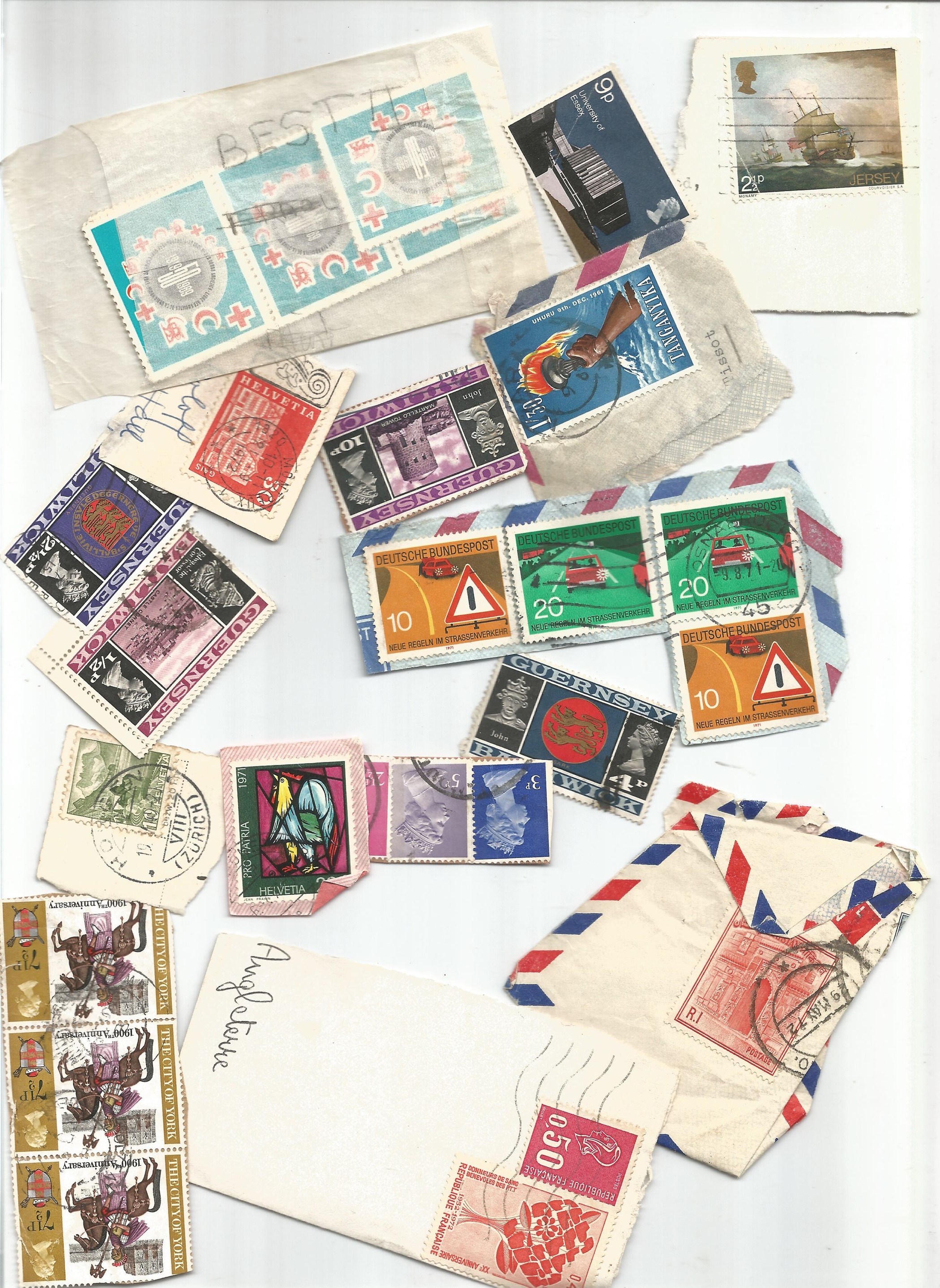 Assorted world stamp collection. Mixed on and off backing paper. May have some value hidden. Good
