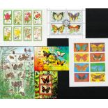 Stamp sheets/mini sheets collections. Various themes including butterflies, countries including