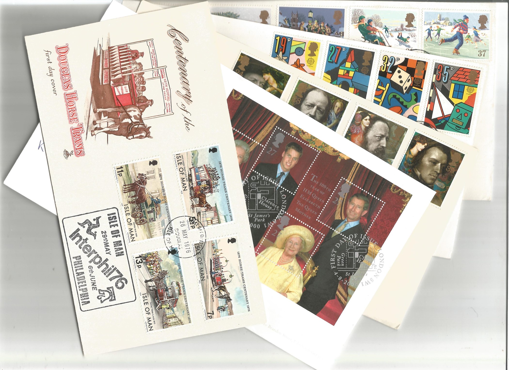 Assorted collection. Contains postcards, FDC's, Singapore stamp catalogue, 3 German newspapers