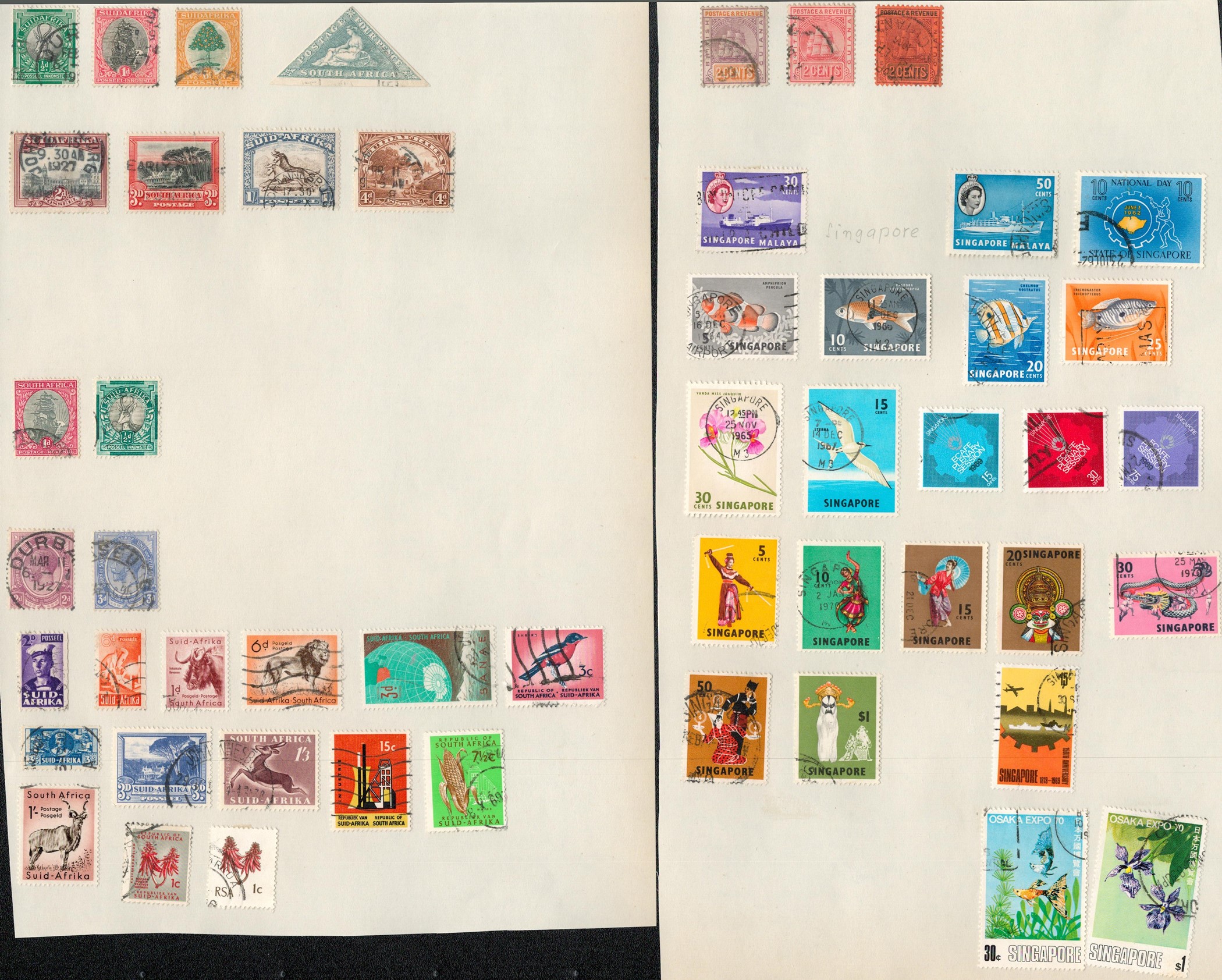 BCW stamp collection on 22 loose album pages. Includes Barbados, North Borneo, South Africa,