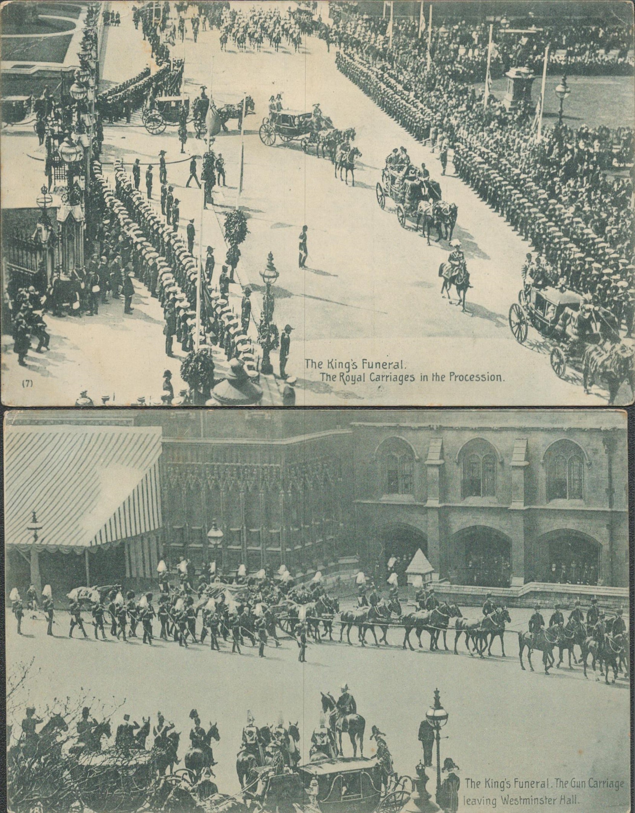 1910 - EVII funeral postcard collection. 2 included both franked. Good condition. We combine postage