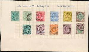 KEVII stamps on album page. GB. 11 included. Cat value £120. Good condition. We combine postage on