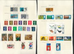 GB stamp collection over 9 loose album pages. Ranging between 1968-1970. 100+ stamps. Good
