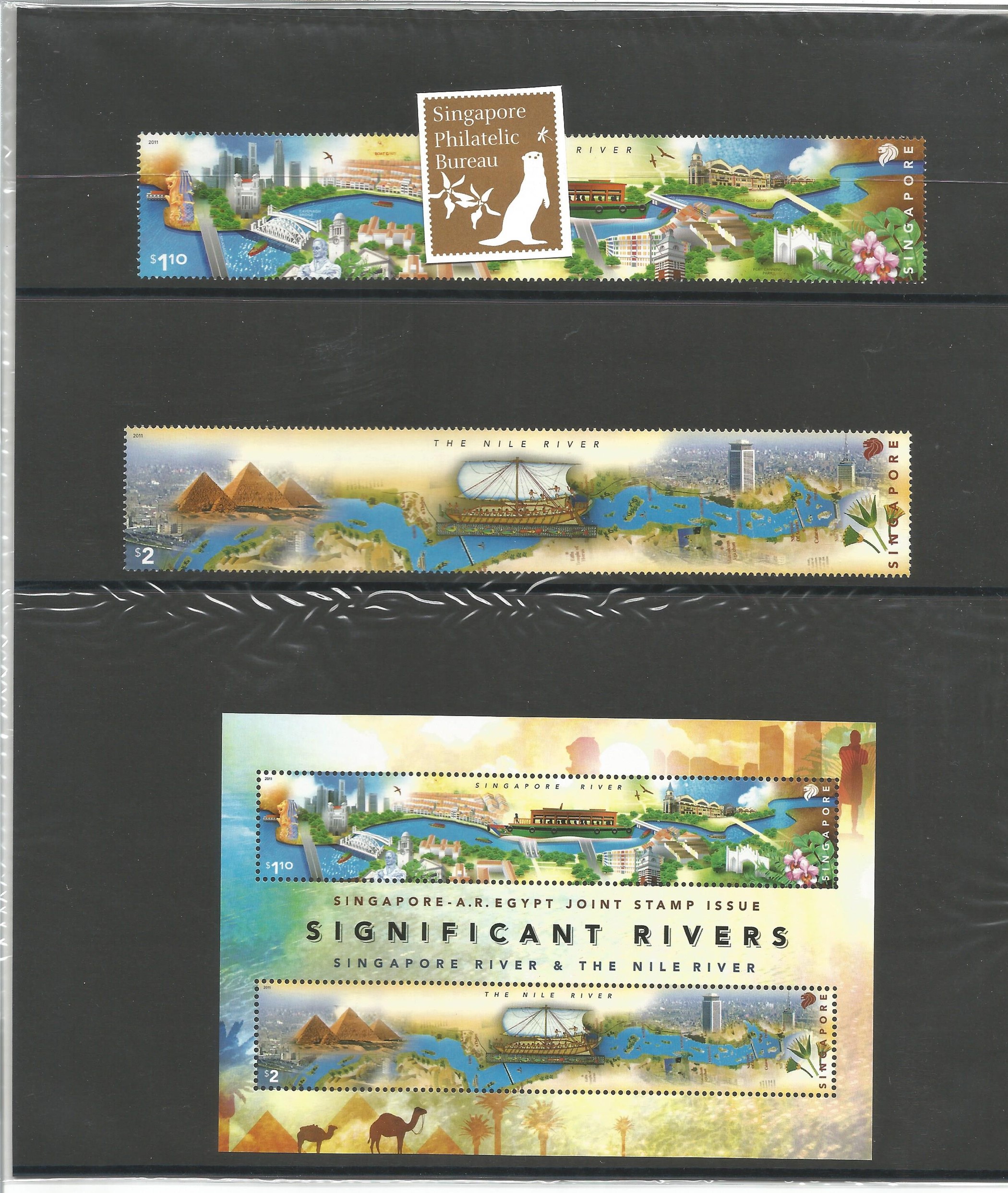 Singapore 2011 presentation book of stamps in slipcase. Unmounted mint stamps. Good condition. We