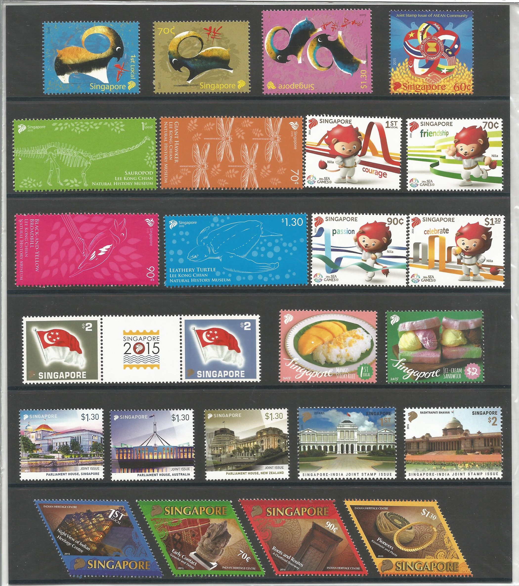 Singapore 2015 presentation book of stamps in slipcase. Unmounted mint stamps. Good condition. We - Image 2 of 2